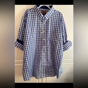 Johnny Bigg Australia Mens Dress Shirt US 1xT EU 3xltAU 3xltBlue White Plaid NWT